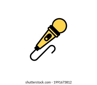 Microphone flat icon. Single high quality outline symbol for web design or mobile app.  Holidays thin line signs for design logo, visit card, etc. Outline pictogram EPS10