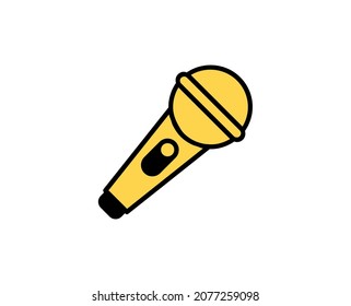 Microphone flat icon. Single high quality outline symbol for web design or mobile app.  Holidays thin line signs for design logo, visit card, etc. Outline pictogram EPS10