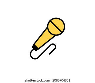 Icono plano del micrófono. Símbolo de esquema único de alta calidad para diseño web o aplicación móvil.  Señales de línea delgada de vacaciones para el logotipo de diseño, tarjeta de visita, etc. Esquema pictograma EPS10