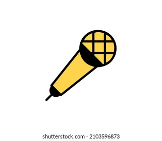 Microphone flat icon. Single high quality outline symbol for web design or mobile app.  Holidays thin line signs for design logo, visit card, etc. Outline pictogram EPS10