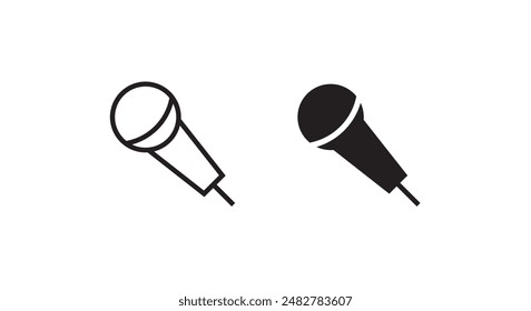 Microphone flat icon. Speaker symbol. Live music sign. Media Studio News logo line and flat icons set, editable stroke isolated on white, linear vector outline illustration, symbol logo design style