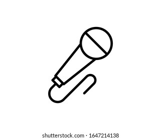 Microphone flat icon. Thin line signs for design logo, visit card, etc. Single high-quality outline symbol for web design or mobile app. Microphone outline pictogram.