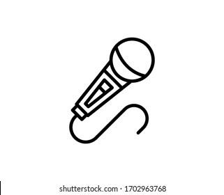 Microphone flat icon. Thin line signs for design logo, visit card, etc. Single high-quality outline symbol for web design or mobile app. Microphone outline pictogram.