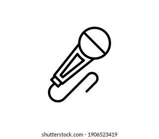 Microphone flat icon. Thin line signs for design logo, visit card, etc. Single high-quality outline symbol for web design or mobile app. Microphone outline pictogram.