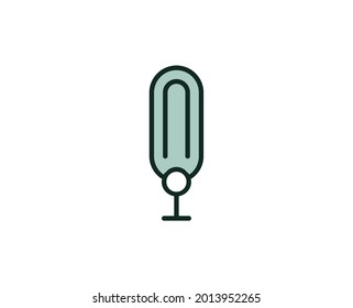 Microphone flat icon. Thin line signs for design logo, visit card, etc. Single high-quality outline symbol for web design or mobile app. Siign outline pictogram.