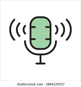Microphone Flat Icon Vector Logo Template Illustration