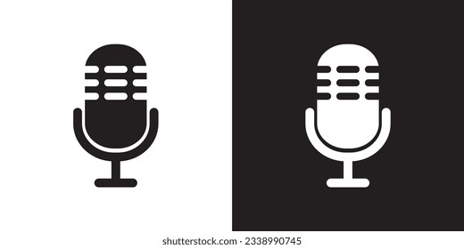 Icono plano de micrófono, icono de diseño web. Icono de vector de voz, Grabar. Micrófono, grabando símbolo Studio. Ilustración vectorial de icono de micrófono retro.