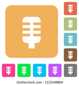 Microphone flat icons on rounded square vivid color backgrounds.