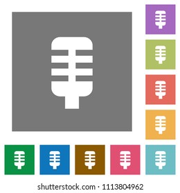 Microphone flat icons on simple color square backgrounds