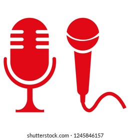 Microphone flat icons set isolated on white background.