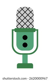 Microphone flat illustration. Microphone icon for audio recording, podcast.