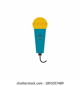 Microphone flat illustration. Singing colorful microphone, karaoke icons. Music singer equipment isolated on white background. Sing a song concept. Vector cartoon design illustration
