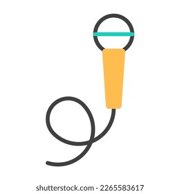 Microphone flat line logo icon isolated on white background. Classic mic symbol. Professional mike sign design. Technology element for performance concert. Karaoke music equipment vector illustration.