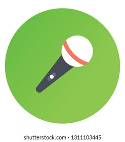 Microphone, flat rounded vector icon.