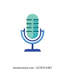 Microphone flat style icon design, Music sound melody song musical art and composition theme Vector illustration