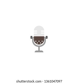 Microphone in flat style on a white background.