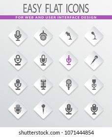 Microphone flat web icons for user interface design