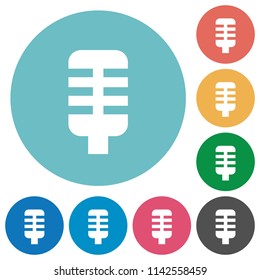 Microphone flat white icons on round color backgrounds