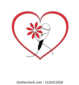 Microphone and Flower in Heart