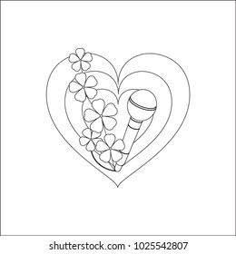 Microphone and Flower with Heart in the Background