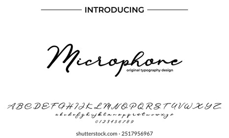 Micrófono Fuente Elegante pincel pintado en mayúsculas letras de Vector, alfabeto, tipografía