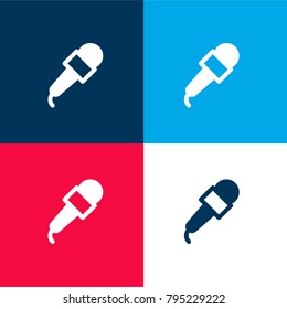Microphone four color material and minimal icon logo set in red and blue