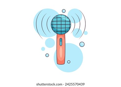 Microphone Functional Music Flat Sticker Design