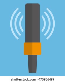 microphone gadget tool music sound voice con. Flat design. Vector illustration