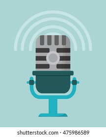 microphone gadget tool music sound voice con. Flat design. Vector illustration