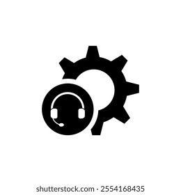 Microphone and gear icon. Survey, Review and Feedback icon vector.