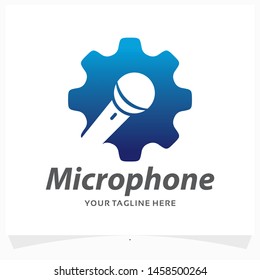 Microphone Gear Logo Design Template