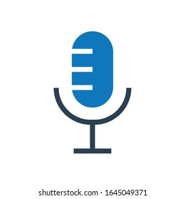 Microphone glyph blue icon vector 