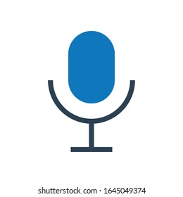 Microphone glyph blue icon vector 