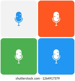 microphone glyph flat icon, material design color, vector illustration