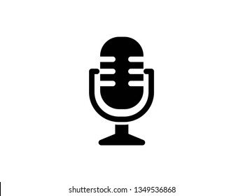 Microphone glyph Icon set vector. Mic sign. Karaoke microphone icon. Broadcast mic sign - Vector