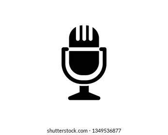 Microphone glyph Icon set vector. Mic sign. Karaoke microphone icon. Broadcast mic sign - Vector