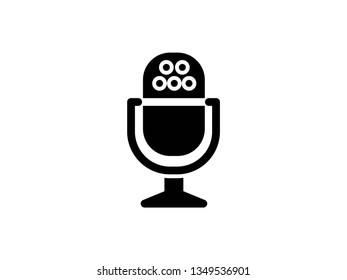 Microphone glyph Icon set vector. Mic sign. Karaoke microphone icon. Broadcast mic sign - Vector