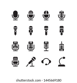 Microphone glyph Icon set vector. Mic sign. Karaoke microphone icon. Broadcast mic sign