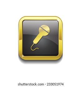 Microphone Gold Vector Icon Button