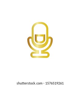 Microphone in golden vector icon on a white background