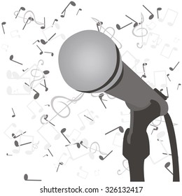 microphone is in gray colors, vector illustration