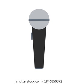 Microphone. Gray mic. Talk icon and conversation recording. Interview and electronic device. Flat cartoon illustration