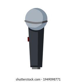 Microphone. Gray mic. Talk icon and conversation recording. Interview and electronic device. Flat cartoon illustration