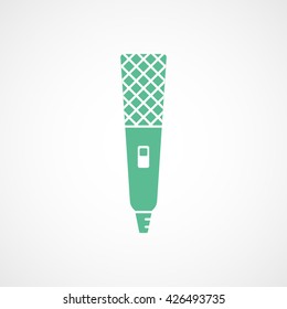 Microphone Green Flat Icon On White Background