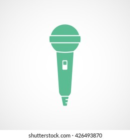 Microphone Green Flat Icon On White Background