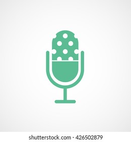Microphone Green Flat Icon On White Background