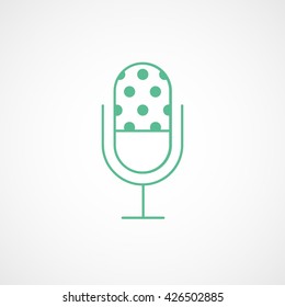 Microphone Green Flat Icon On White Background