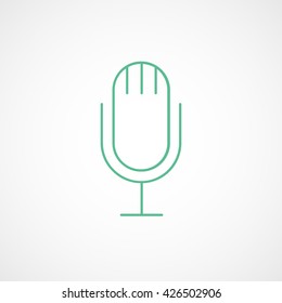 Microphone Green Flat Icon On White Background