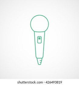 Microphone Green Line Icon On White Background