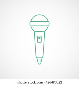 Microphone Green Line Icon On White Background